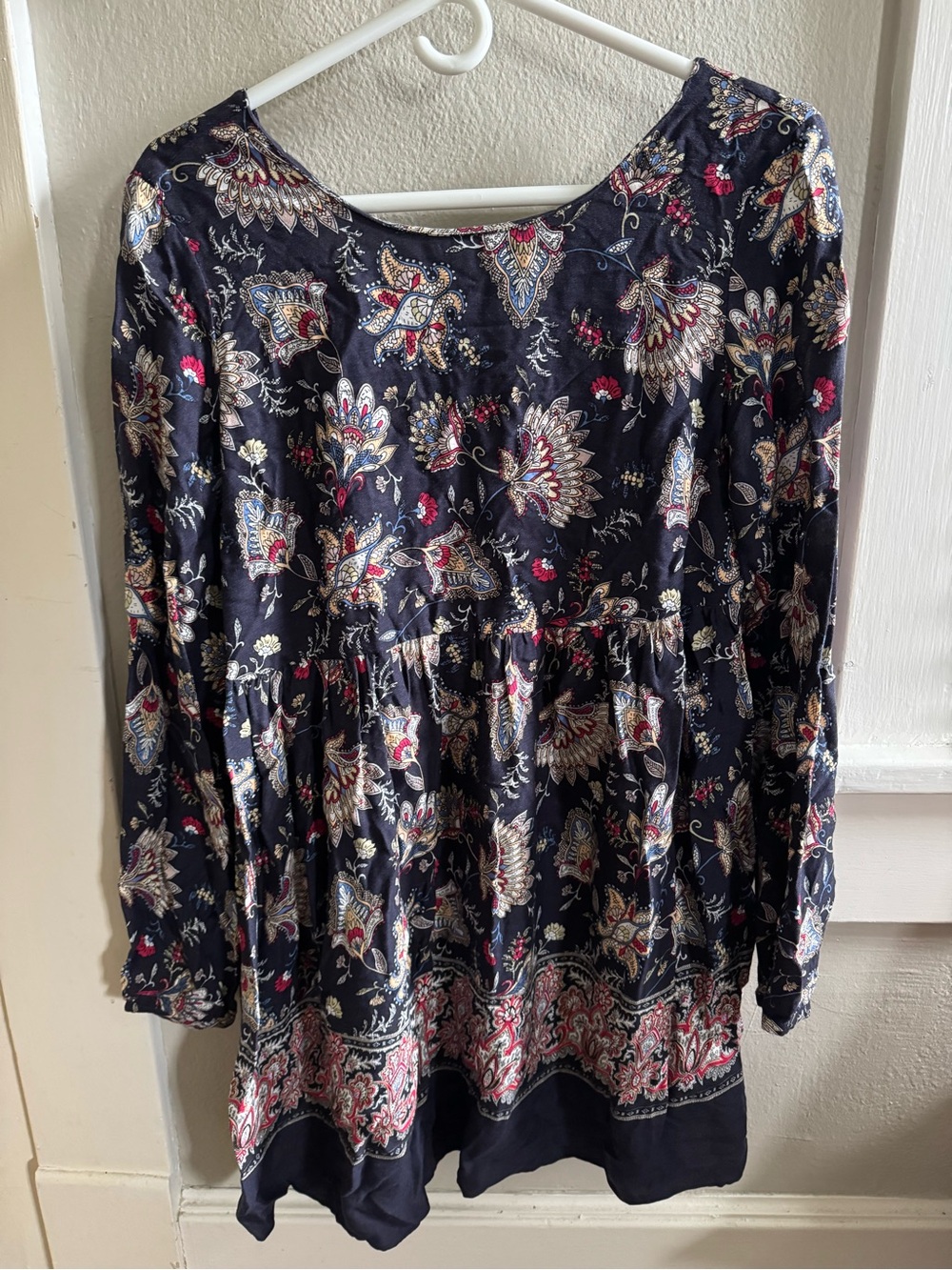 Cali. Moonrise Navy Floral Long-Sleeve Boho Dress